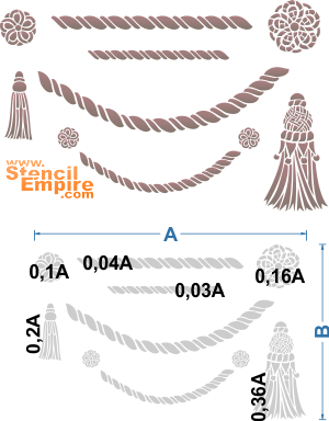 Cordons et pompons 2 (Pochoirs avec différents motifs)