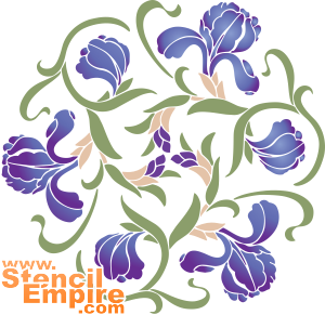 Médaillon de Iris style oriental - pochoir pour la décoration