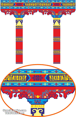 Colonnes népalaises - pochoir pour la décoration