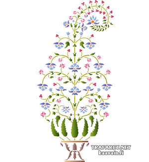 Fleur orientale dans un vase - pochoir pour la décoration