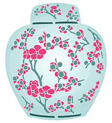 Vase Sakura - pochoir pour la décoration