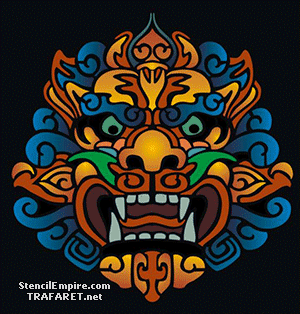 Masque chinois - pochoir pour la décoration