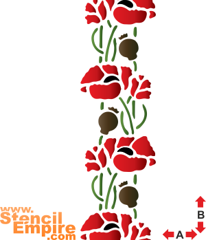 Bordure coquelicot - pochoir pour la décoration