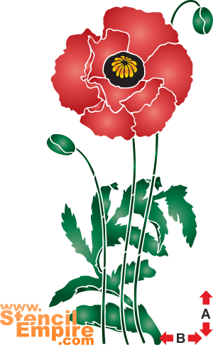 Gros coquelicot - pochoir pour la décoration