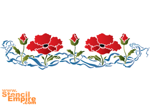 Motif coquelicot - pochoir pour la décoration