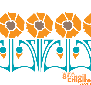 Bordure coquelicot I - pochoir pour la décoration