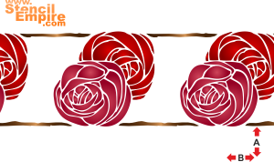 Bordure de deux roses - pochoir pour la décoration