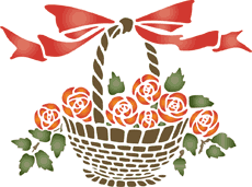 Roses dans un panier - pochoir pour la décoration