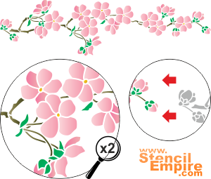Bordure pour coin de fleurs de cerisier - pochoir pour la décoration