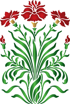 Buisson d'œillets - pochoir pour la décoration