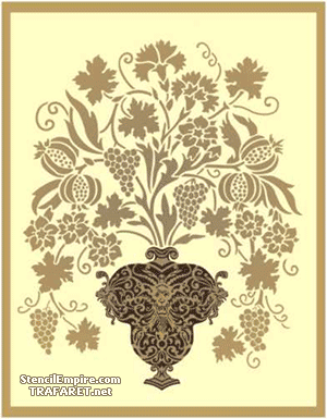 Vase grotesque aux raisins - pochoir pour la décoration