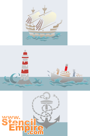 Dessins marins - pochoir pour la décoration