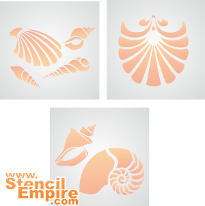 Coquillages 3 (Pochoirs avec vie marine)