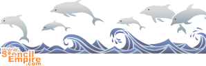 Dauphins dans la mer (Pochoirs avec vie marine)