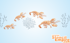 Homards (Pochoirs avec vie marine)