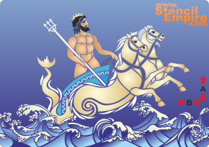 Neptune en vagues - pochoir pour la décoration