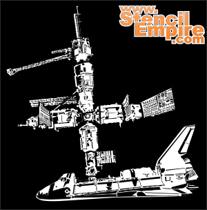 Station et navette spatiale (Pochoirs sur l'espace et les étoiles)