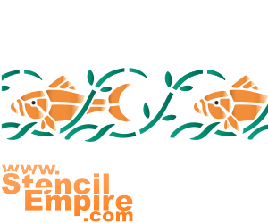 Poissons dans l'herbe - pochoir pour la décoration