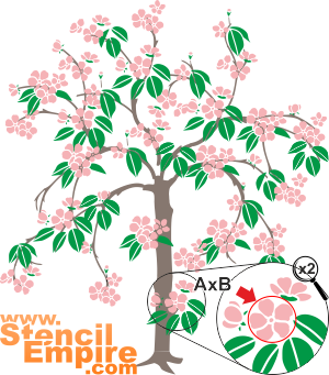 Sakura japonais (Pochoirs avec arbres et buissons)