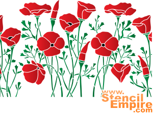 Des bosquets de coquelicots - pochoir pour la décoration