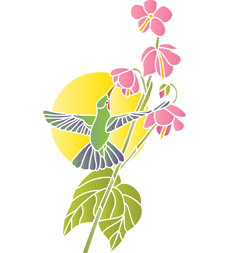 Colibris et fleurs - pochoir pour la décoration