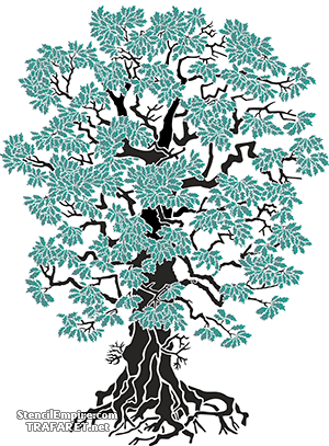 Grand chêne (Pochoirs avec arbres et buissons)