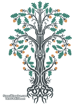 Chêne Art Nouveau - pochoir pour la décoration