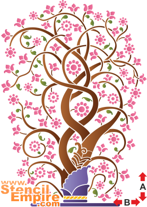 Arbre oriental - pochoir pour la décoration