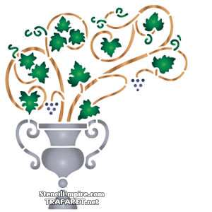 Vase aux branches de houblon - pochoir pour la décoration