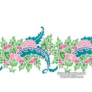 Bordure florale cachemire B - pochoir pour la décoration