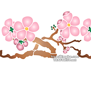 Branche de Sakura avec fleurs B - pochoir pour la décoration