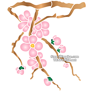Branche de cerisier au printemps A - pochoir pour la décoration