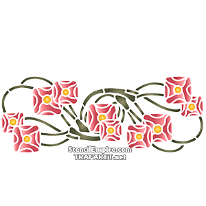 Branches roses Art Nouveau 1B - pochoir pour la décoration