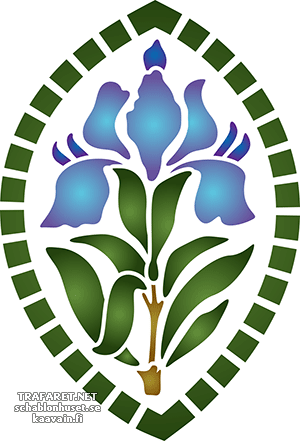 Iris dans un ovale - pochoir pour la décoration