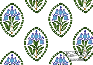 Iris dans un ovale - papier peint - pochoir pour la décoration