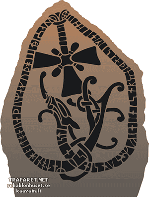 Pierre viking avec croix - pochoir pour la décoration