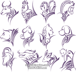 Horoscope tribal - pochoir pour la décoration