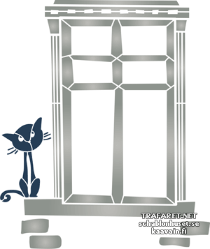 Chat sur la fenêtre 09 - pochoir pour la décoration