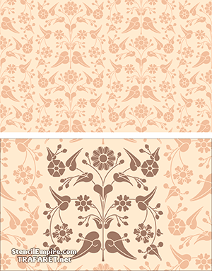 Papier peint plante orientale - pochoir pour la décoration