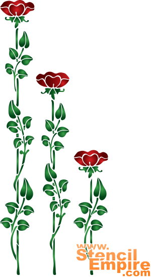 Trois roses - pochoir pour la décoration