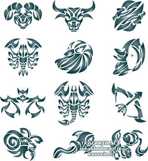 Zodiaque tribal - pochoir pour la décoration