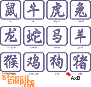 Zodiaque chinois 02a - pochoir pour la décoration