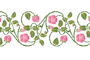 Bordure de rose musquée - pochoirs avec jardin et roses sauvages