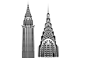 Gratte-ciel Chrysler - pochoirs avec des points de repère et des bâtiments