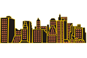 Horizon de Manhattan 2 - pochoirs avec des points de repère et des bâtiments
