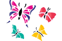 Quatre papillons - pochoirs avec des insectes et des bugs