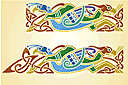 Chien et paon - pochoirs avec motifs celtiques