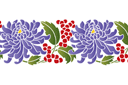 Chrysanthèmes et baies - pochoirs de style oriental