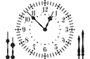 Cadran d'horloge 6 - pochoirs avec différents objets et articles