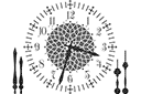Cadran d'horloge 9 - pochoirs avec différents objets et articles